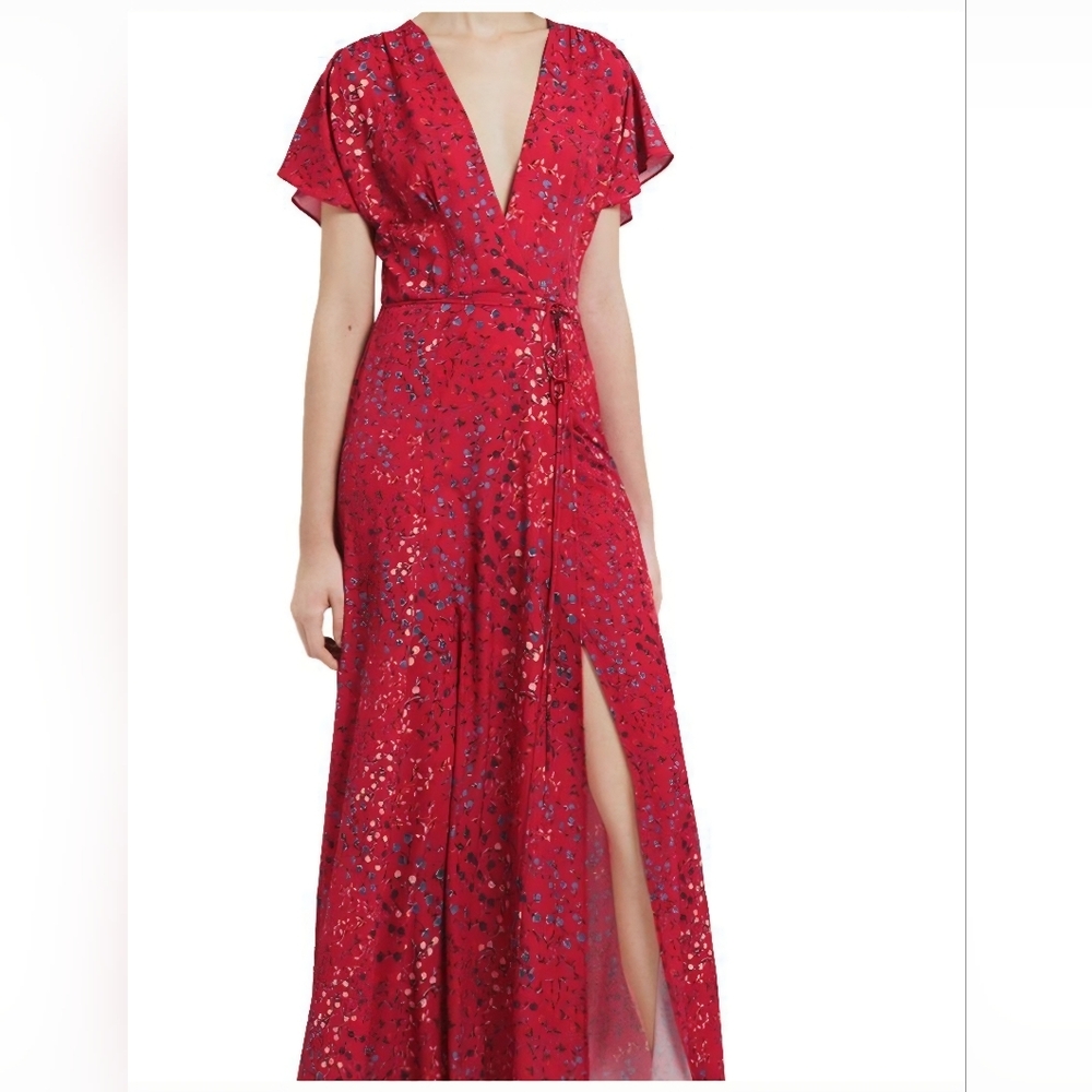 French Connection Red and Blue Maxi Dress Size 10